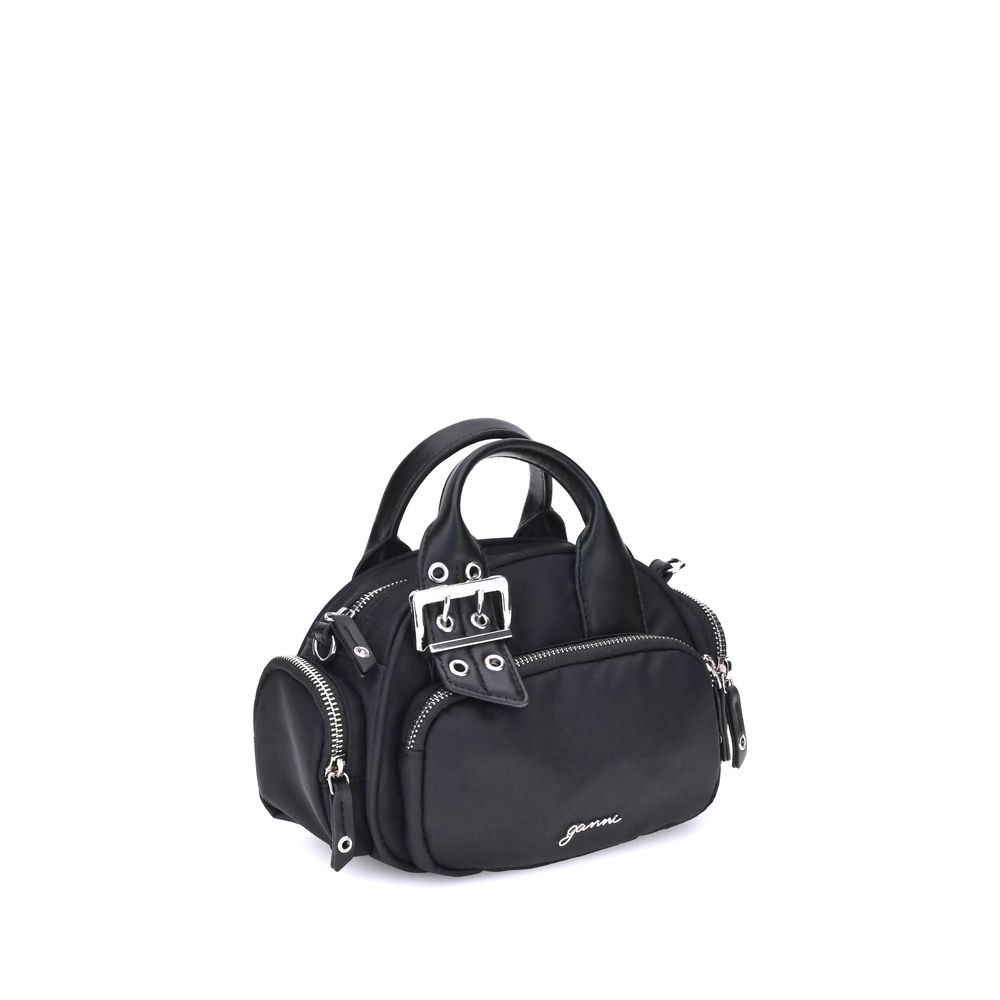 Ganni Schultertasche aus schwarzem Nylon